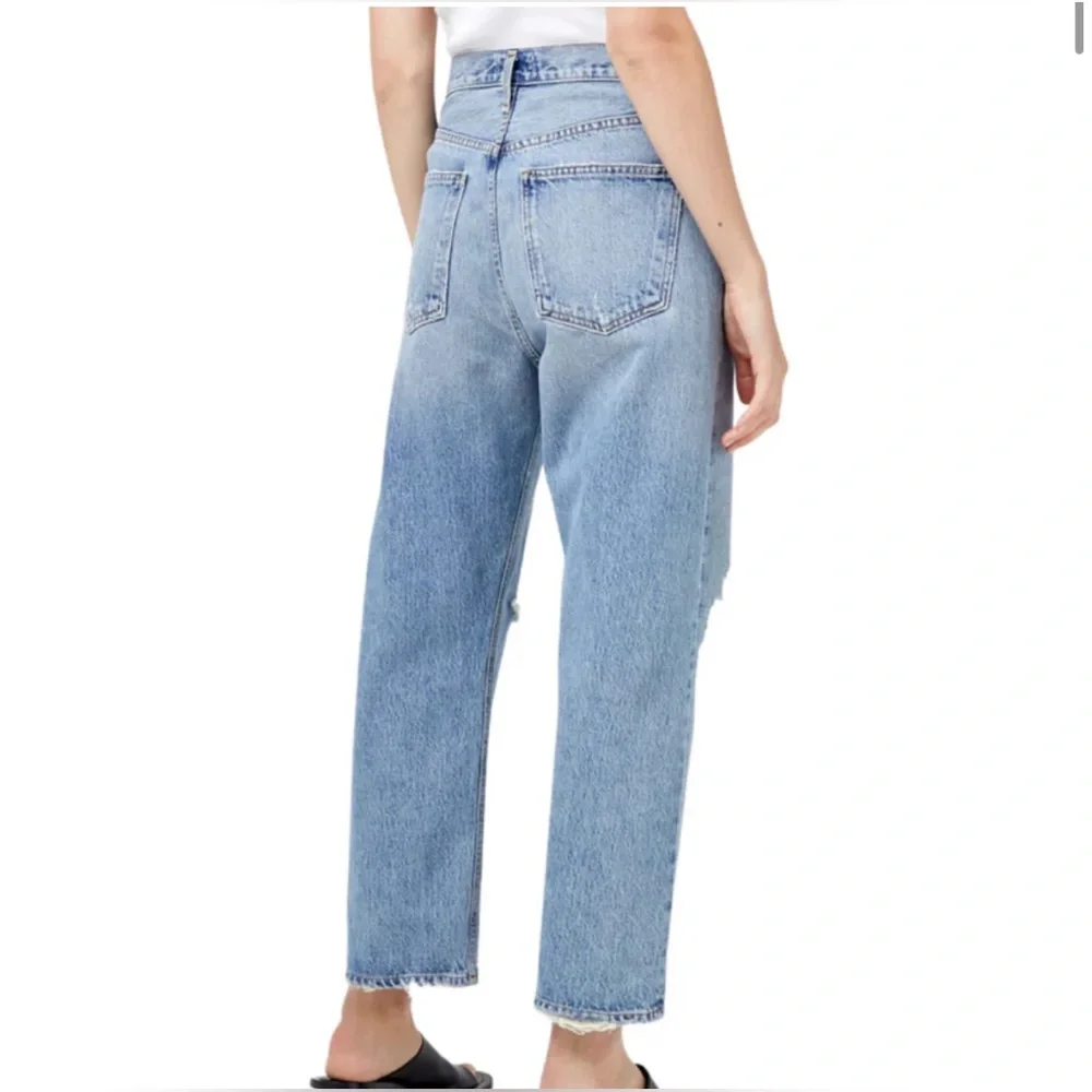 Agolde 90's Crop Mid Rise Jeans in Suspend Distressed Size 23 - Picture 3 of 7